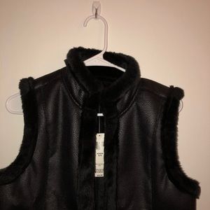 Black faux leather vest